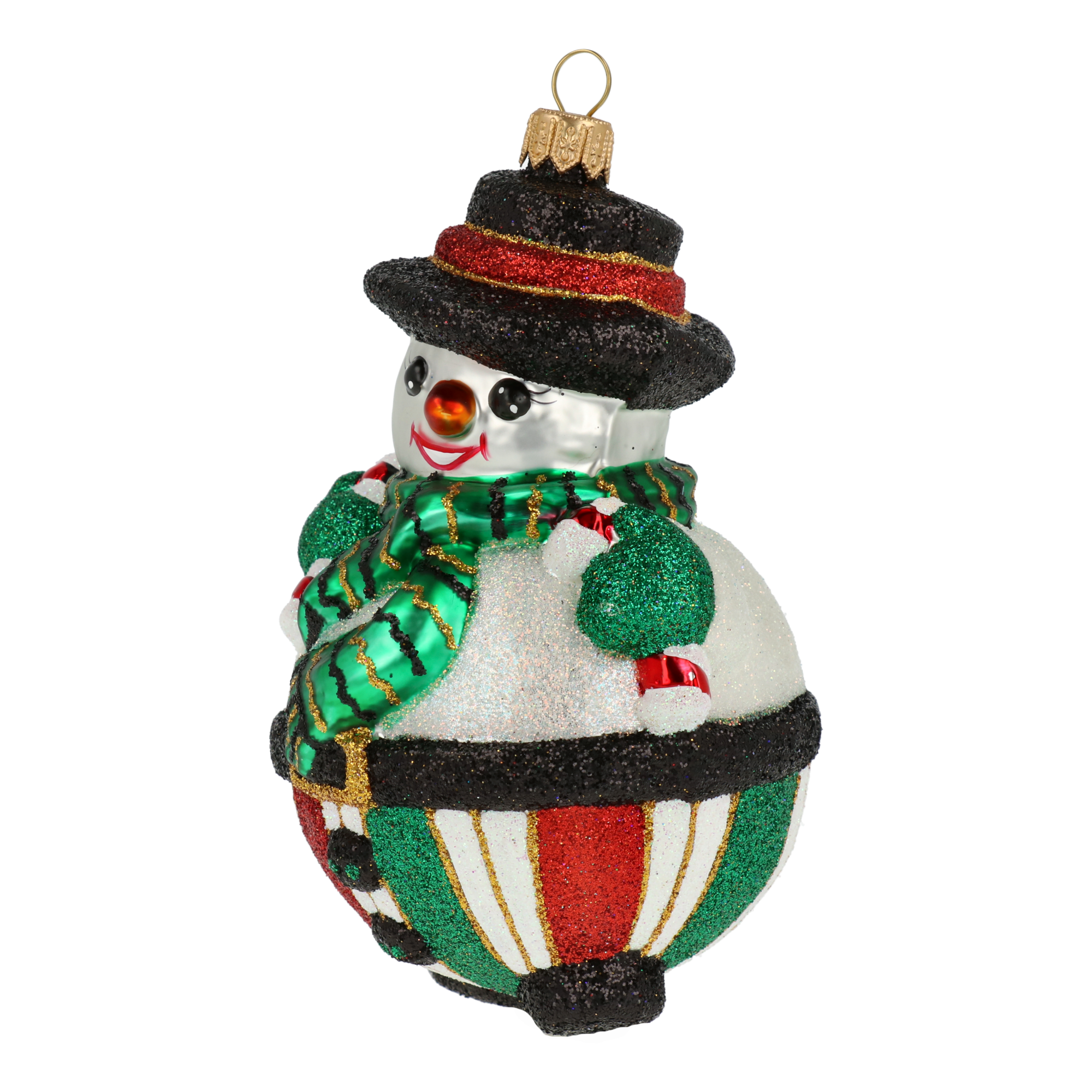 Bałwan Z Laskami Cukrowymi Szklana Ozdoba