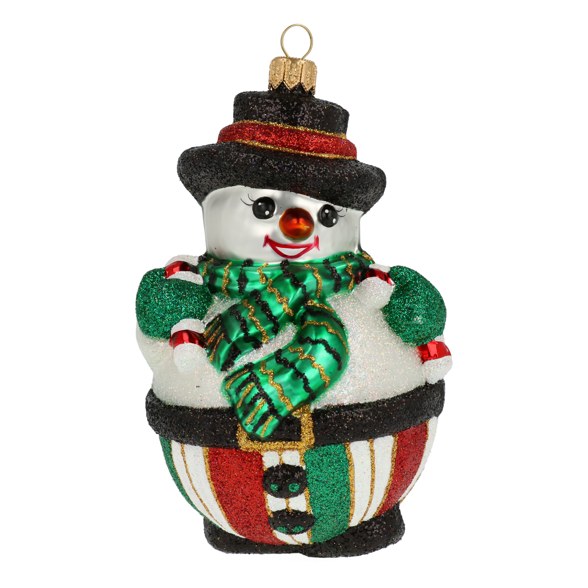 Bałwan Z Laskami Cukrowymi Szklana Ozdoba