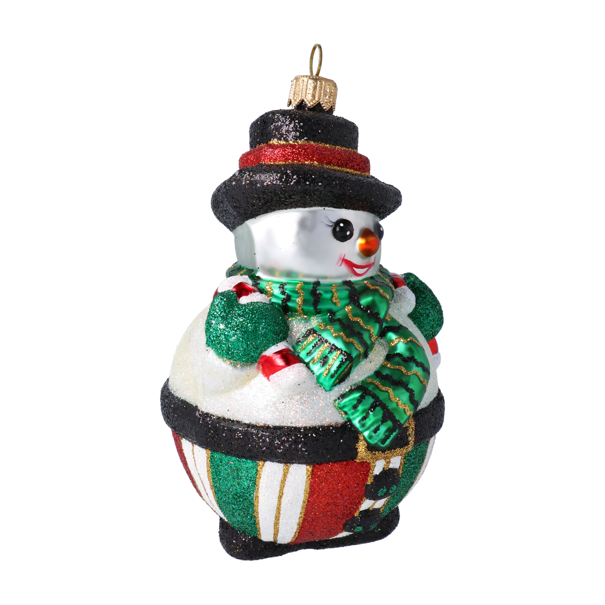 Bałwan Z Laskami Cukrowymi Szklana Ozdoba