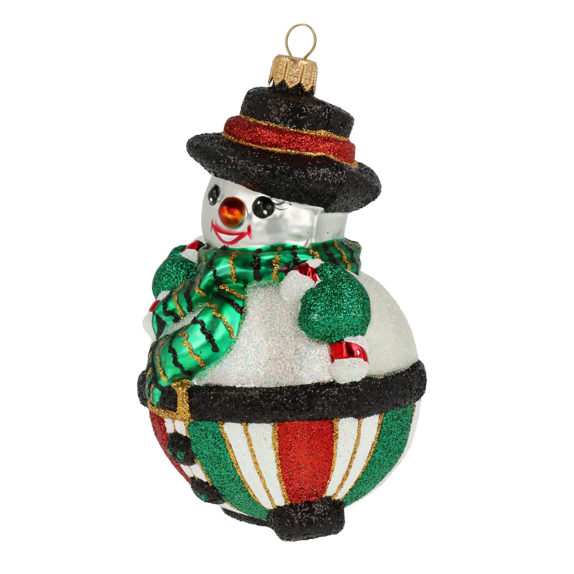 Emerald Scarf Snowman Premium christmas glass ornament 2020-392