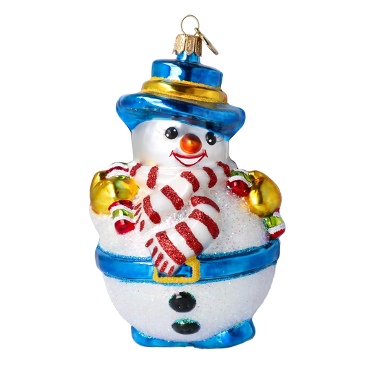 Bałwanek z laskami cukrowymi Szklana Ozdoba