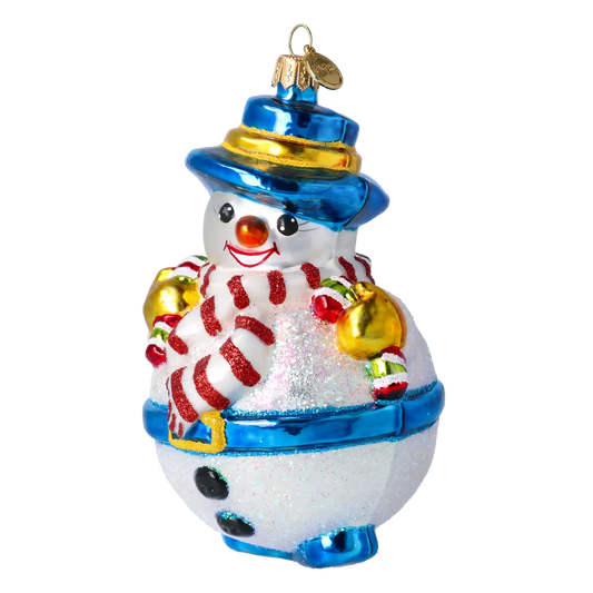 Bałwanek z laskami cukrowymi Szklana Ozdoba