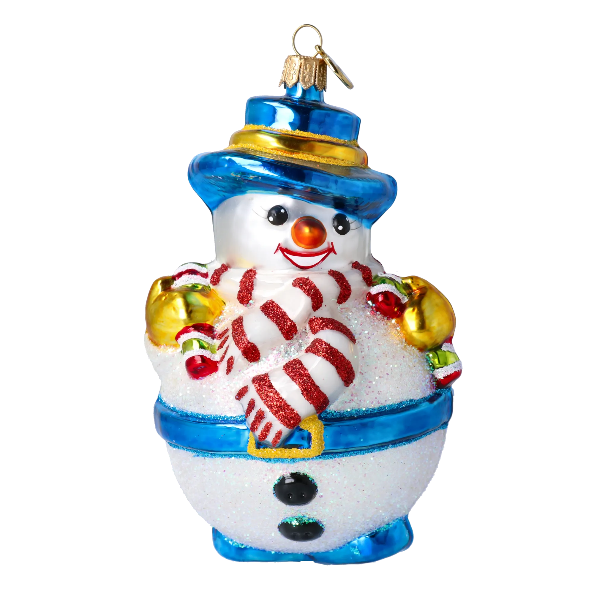 Azure Blue Snowman Premium christmas glass ornament 2020-393