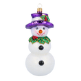 Załaduj obraz do przeglądarki galerii, The Snowman in the Purple Hat. Handmade Glass Christmas ornament. 2020-395
