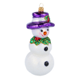 Załaduj obraz do przeglądarki galerii, The Snowman in the Purple Hat. Handmade Glass Christmas ornament. 2020-395
