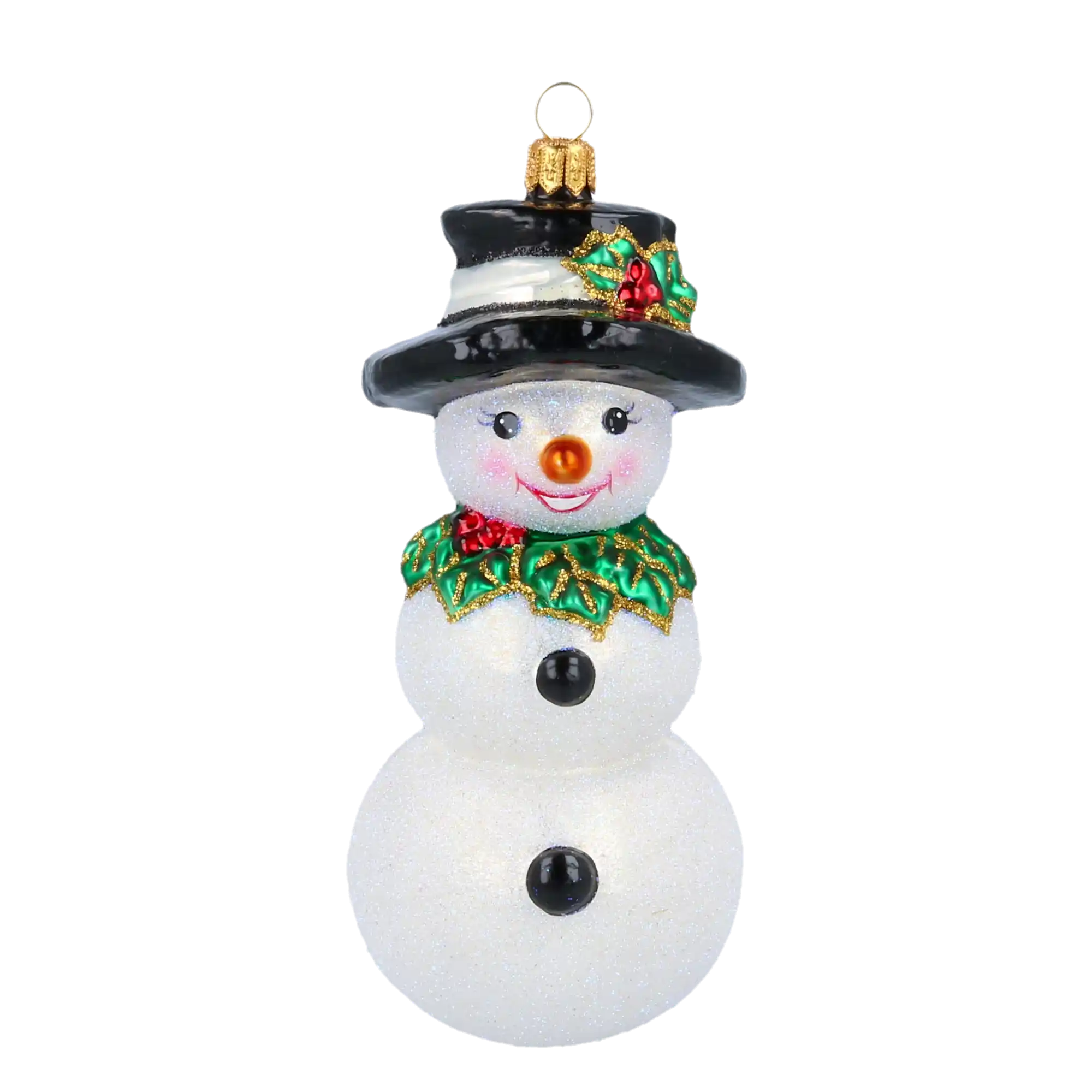 Wesoły Mroźny Bałwanek Ręcznie Wykonana Szklana Ozdoba Bożonarodzeniowa