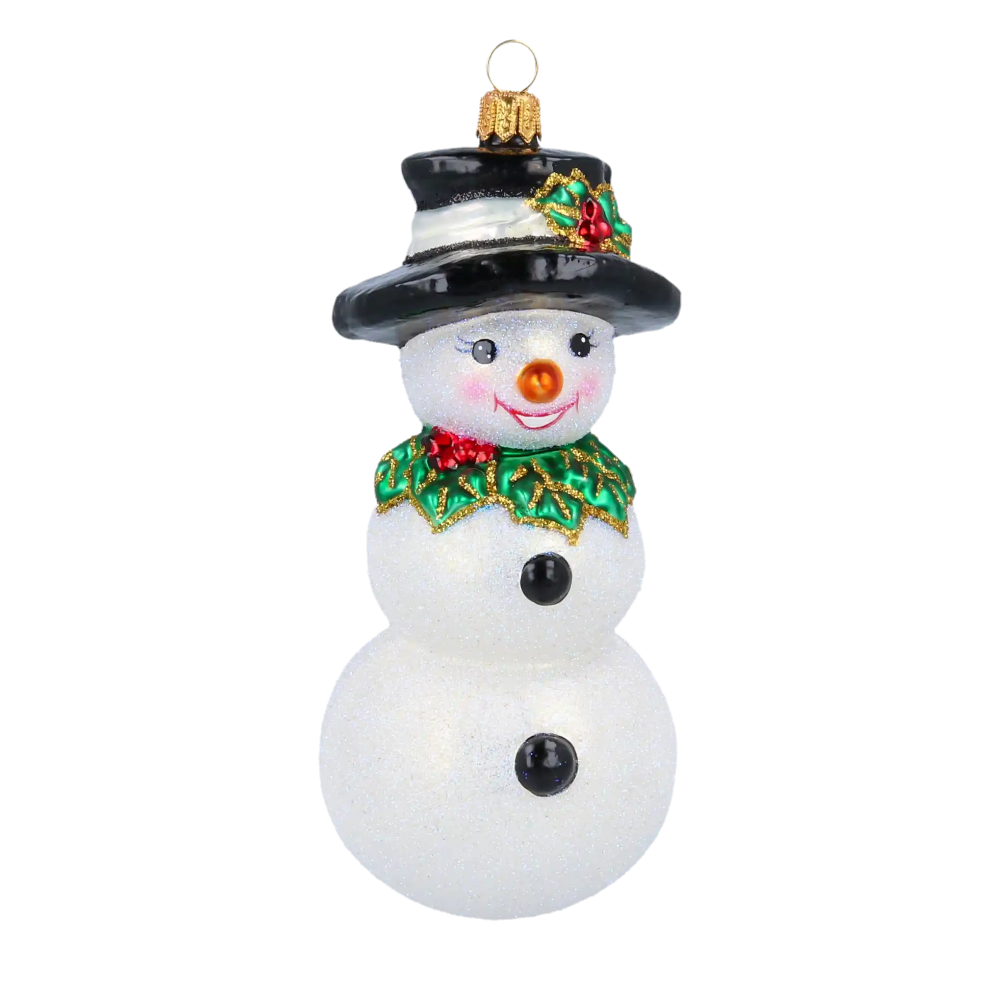 Wesoły Mroźny Bałwanek Ręcznie Wykonana Szklana Ozdoba Bożonarodzeniowa