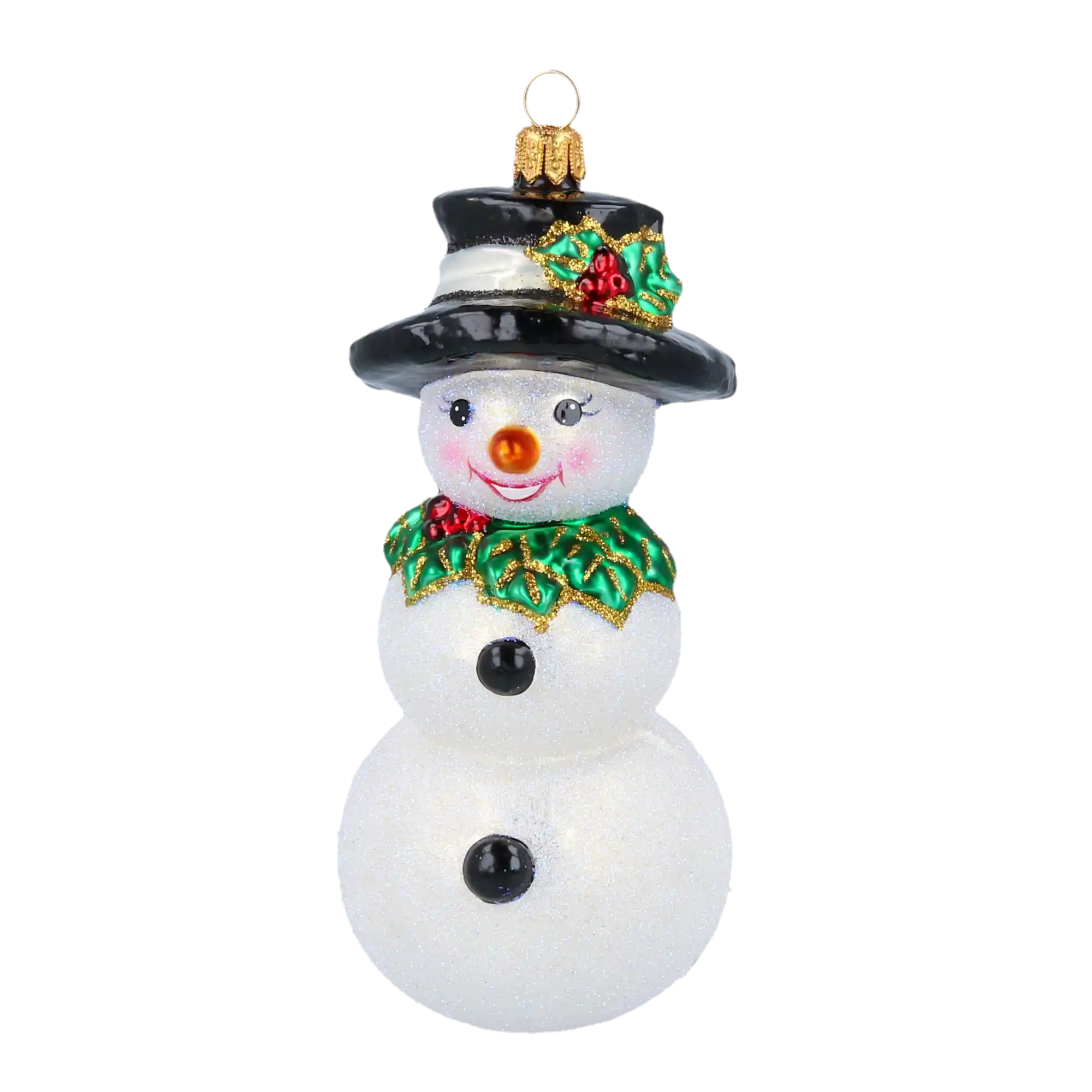 Wesoły Mroźny Bałwanek Ręcznie Wykonana Szklana Ozdoba Bożonarodzeniowa