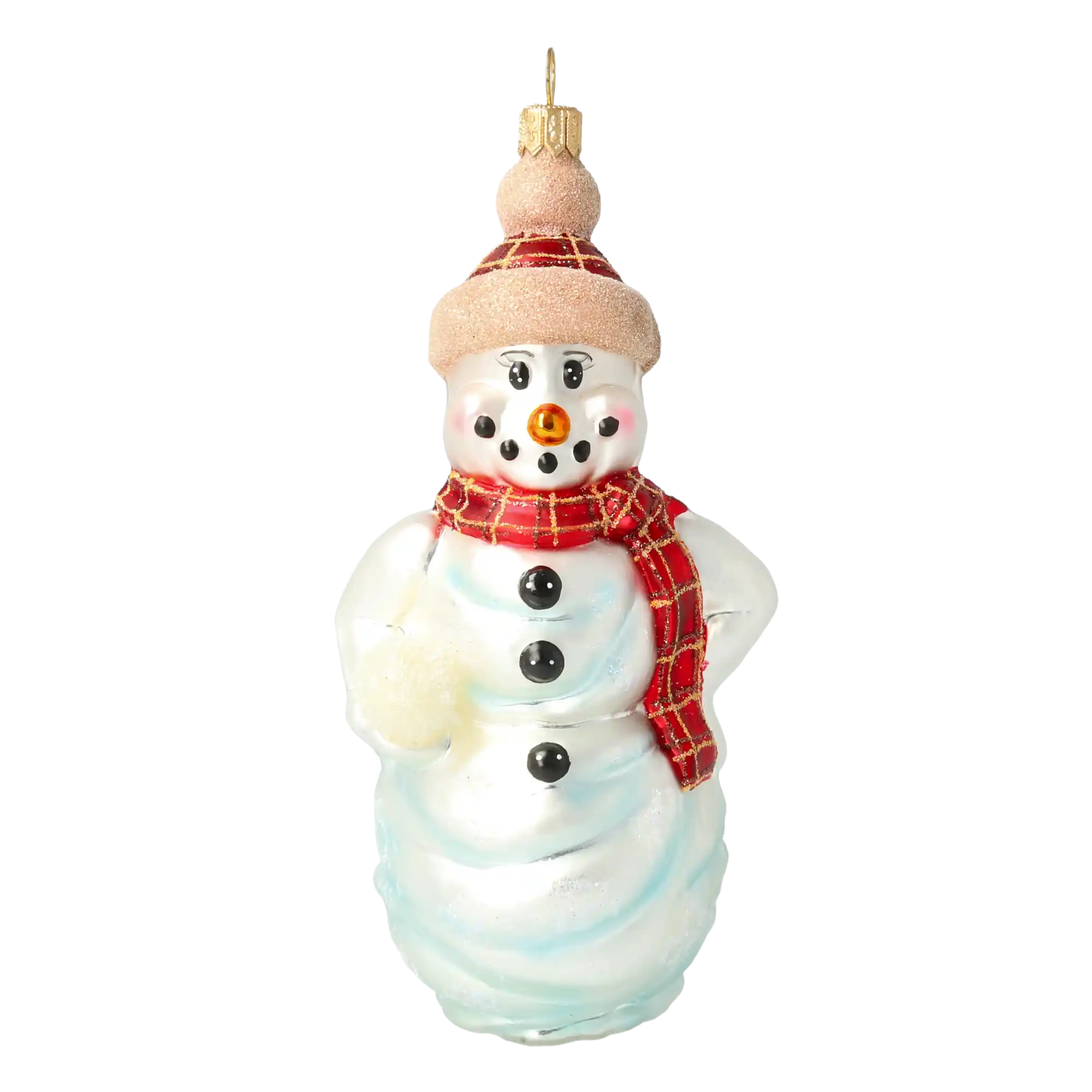 Bałwan Ze Śnieżką Szklana Ozdoba