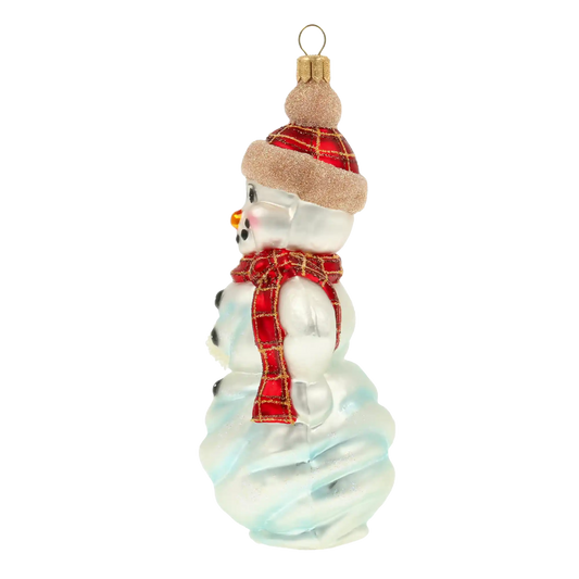 Bałwan Ze Śnieżką Szklana Ozdoba