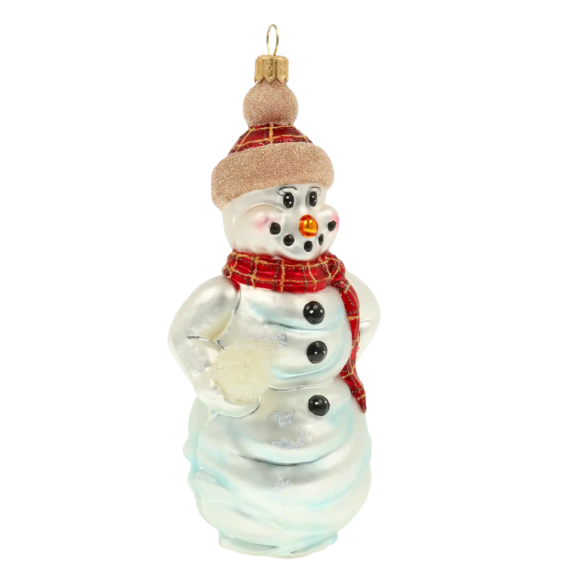 Bałwan Ze Śnieżką Szklana Ozdoba