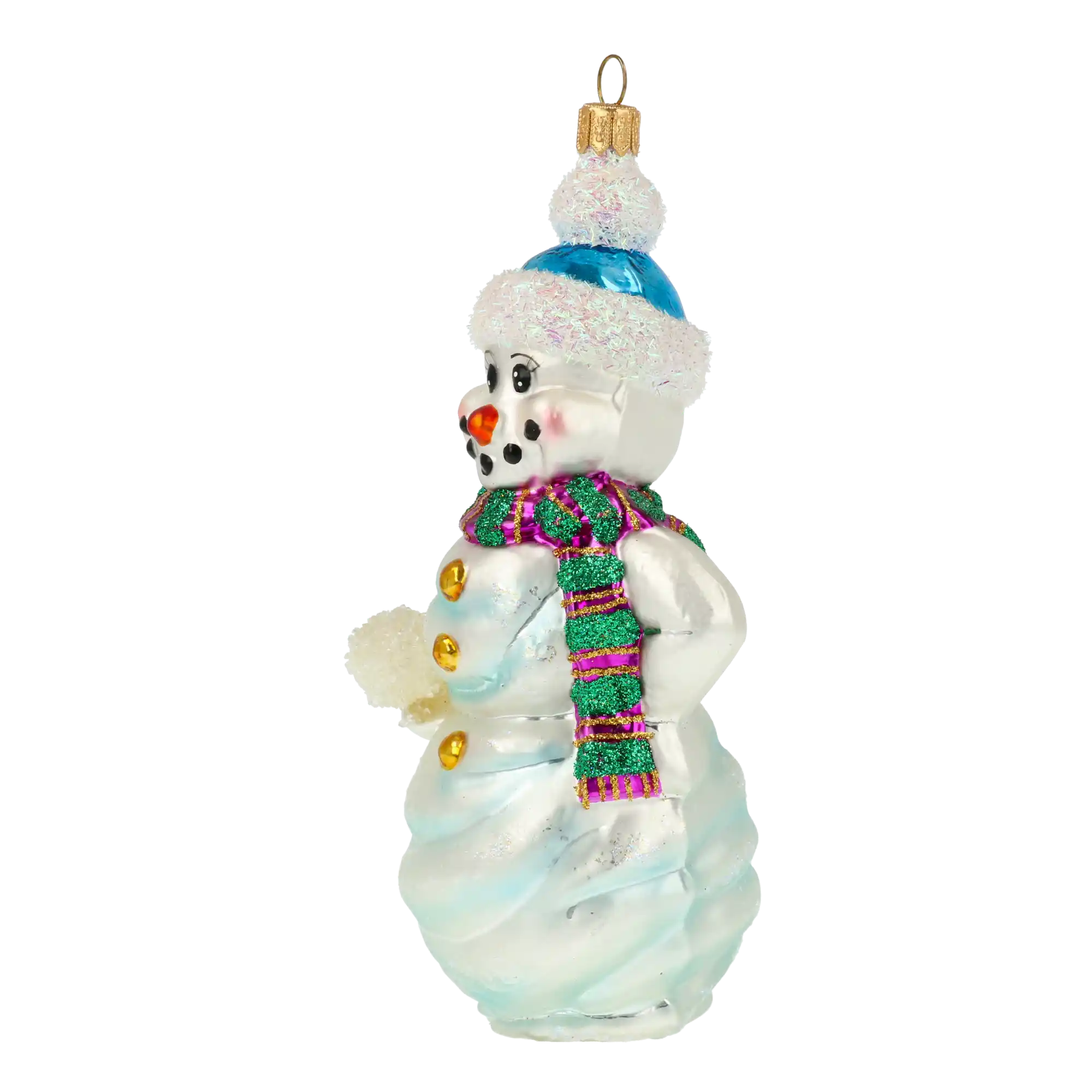 Bałwan Ze Śnieżką Szklana Ozdoba