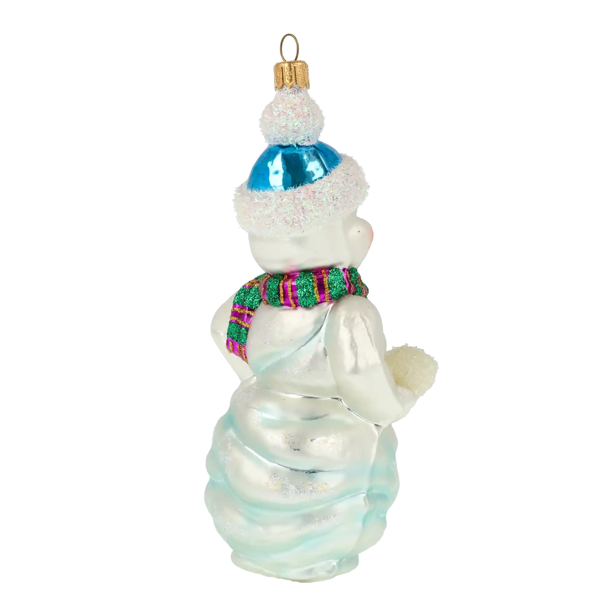 Bałwan Ze Śnieżką Szklana Ozdoba