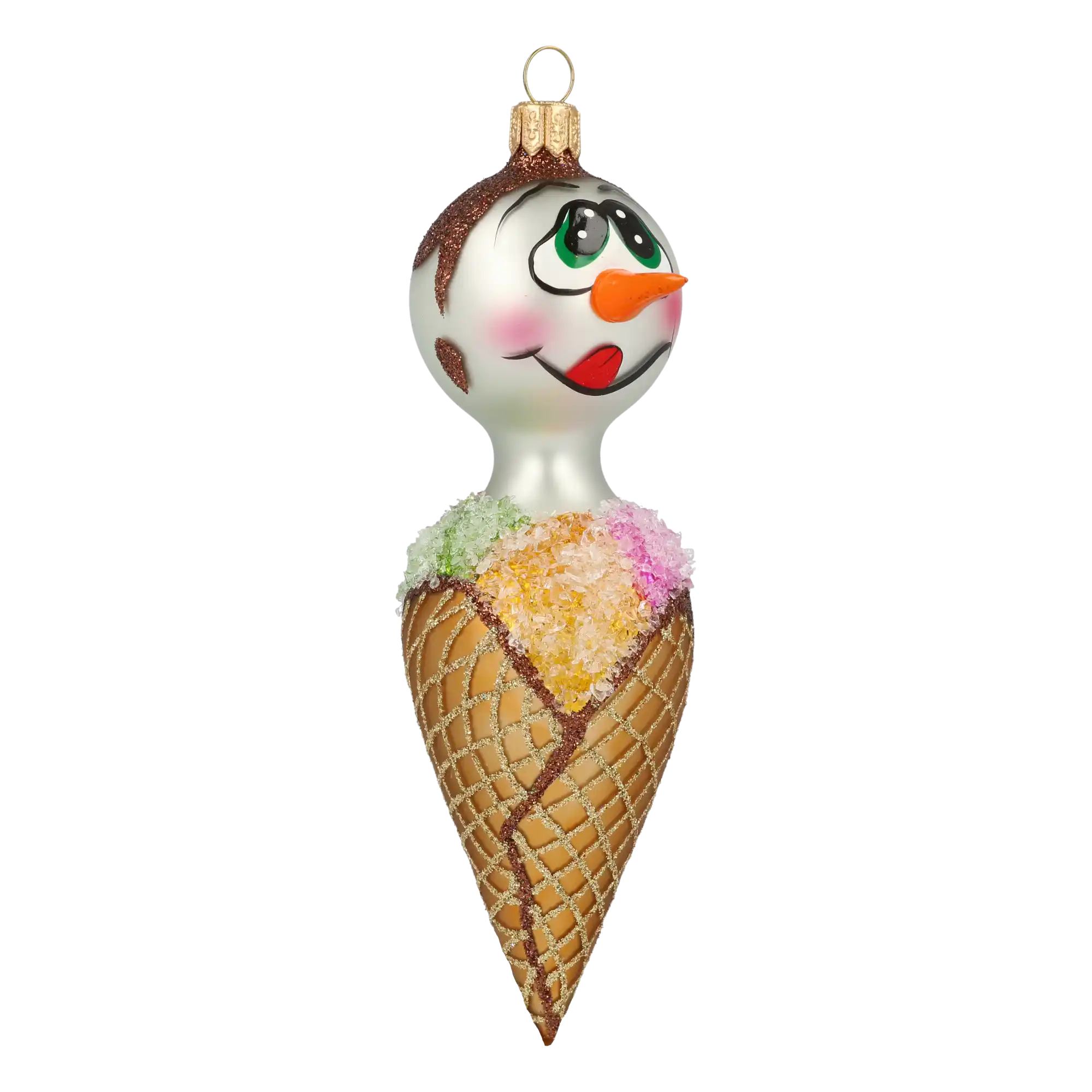 Bałwan Rożek Szklana Ozdoba