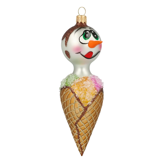 Bałwan Rożek Szklana Ozdoba