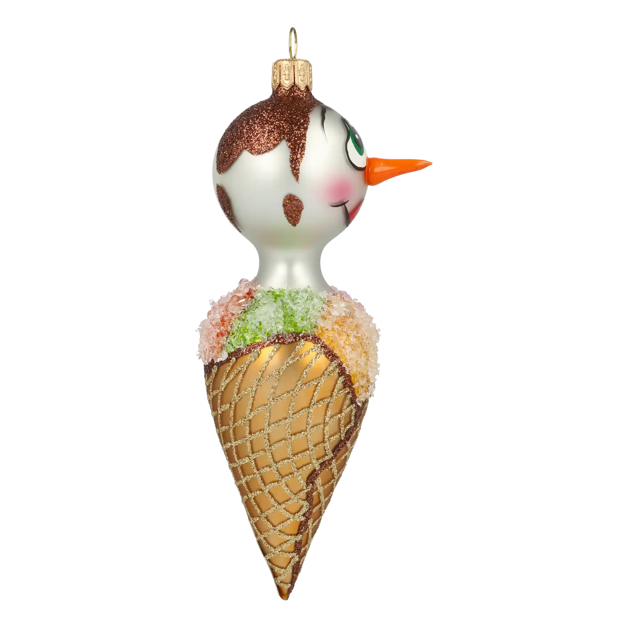 Bałwan Rożek Szklana Ozdoba