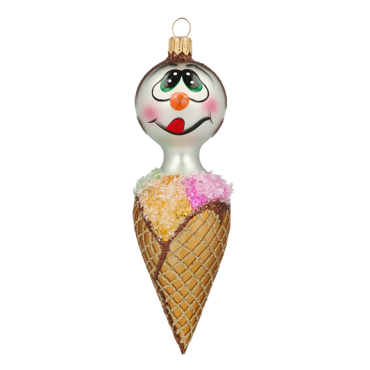 Frosty Cone Handmade  Snowman Glass Christmas ornament 2020-404