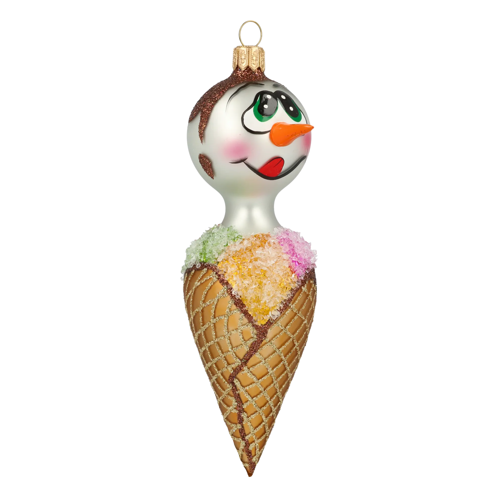 Frosty Cone Handmade  Snowman Glass Christmas ornament 2020-404