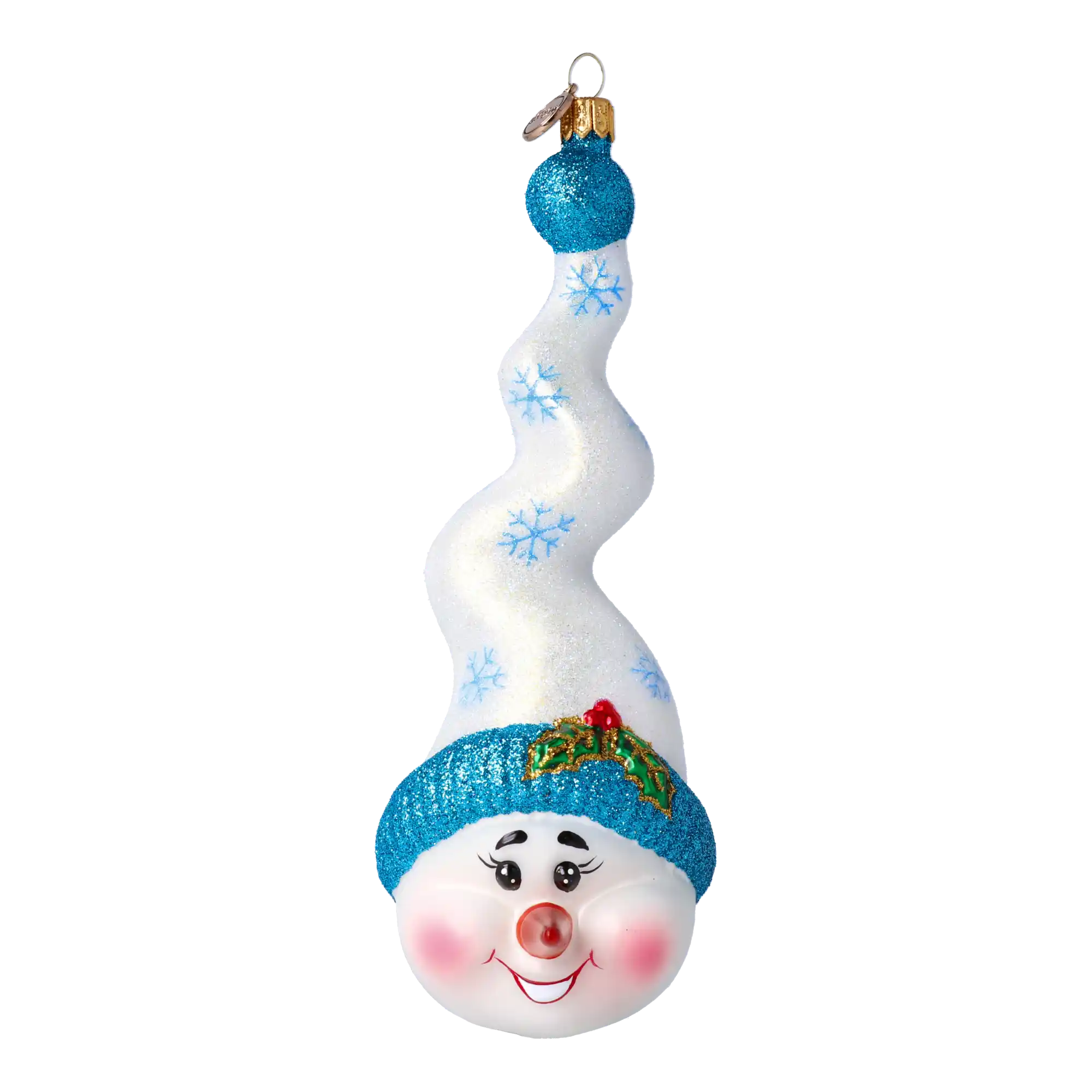 Bałwan W Kręconej Czapce Szklana Ozdoba