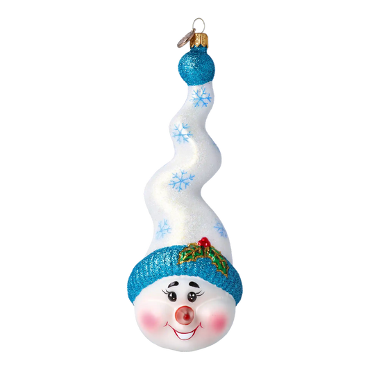 Bałwan W Kręconej Czapce Szklana Ozdoba