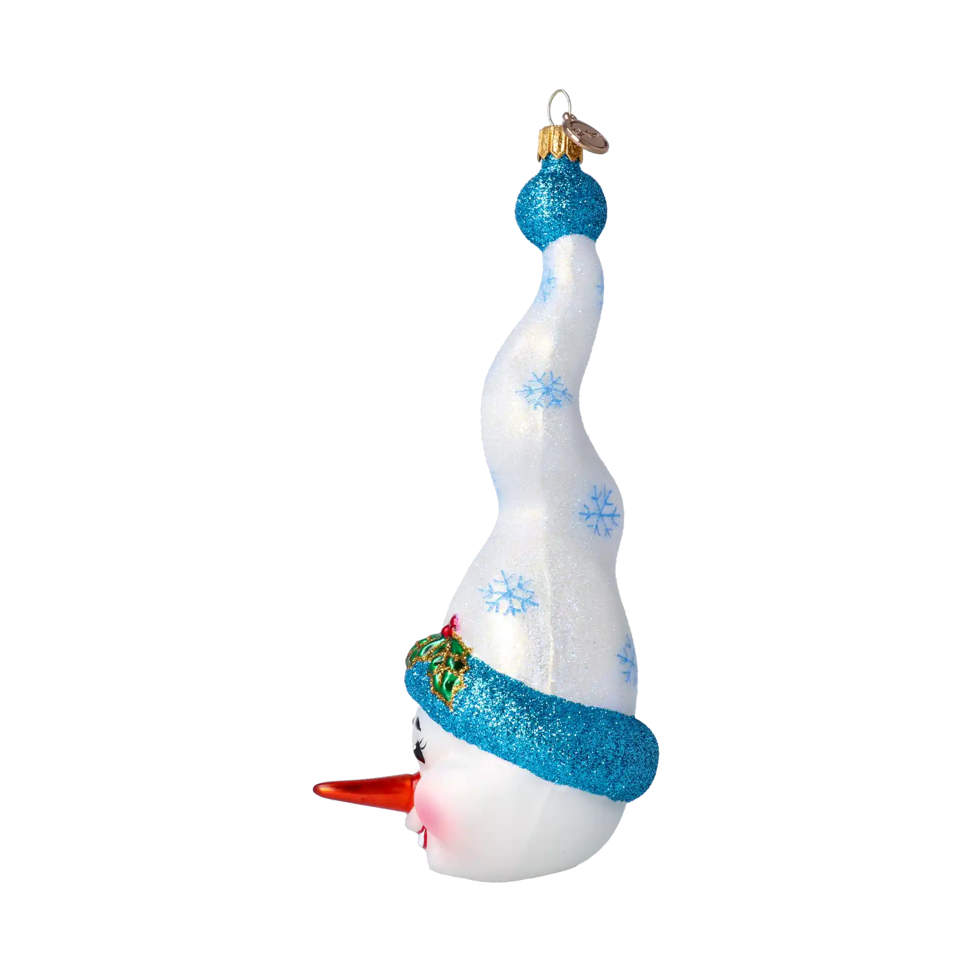 Bałwan W Kręconej Czapce Szklana Ozdoba