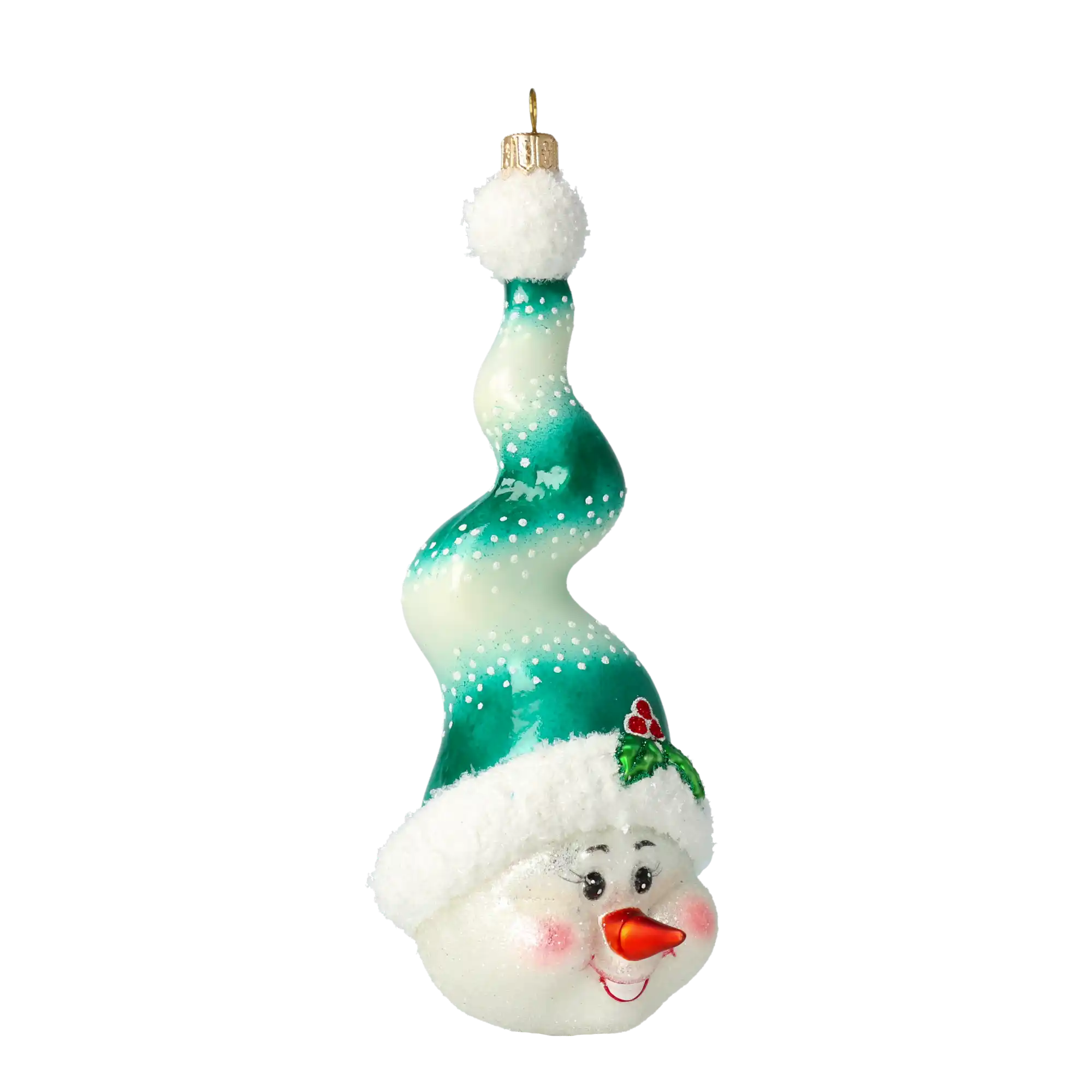 Bałwan W Kręconej Czapce Szklana Ozdoba