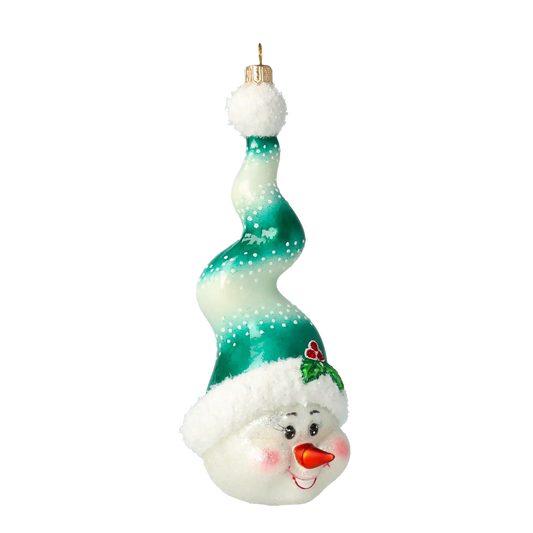 Bałwan W Kręconej Czapce Szklana Ozdoba