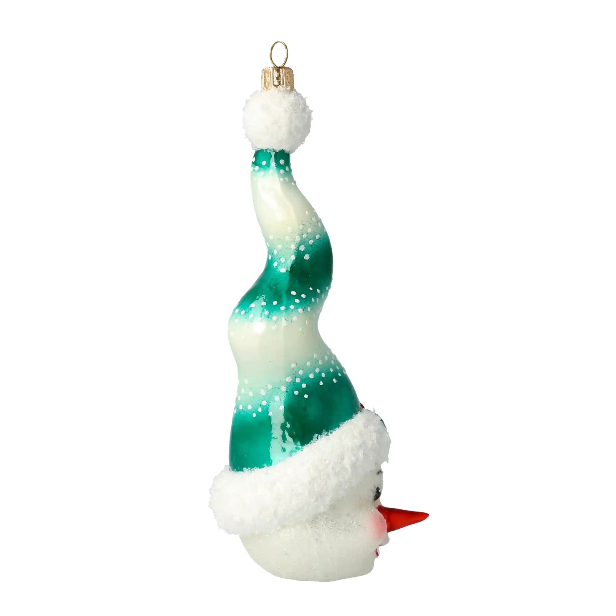 Bałwan W Kręconej Czapce Szklana Ozdoba