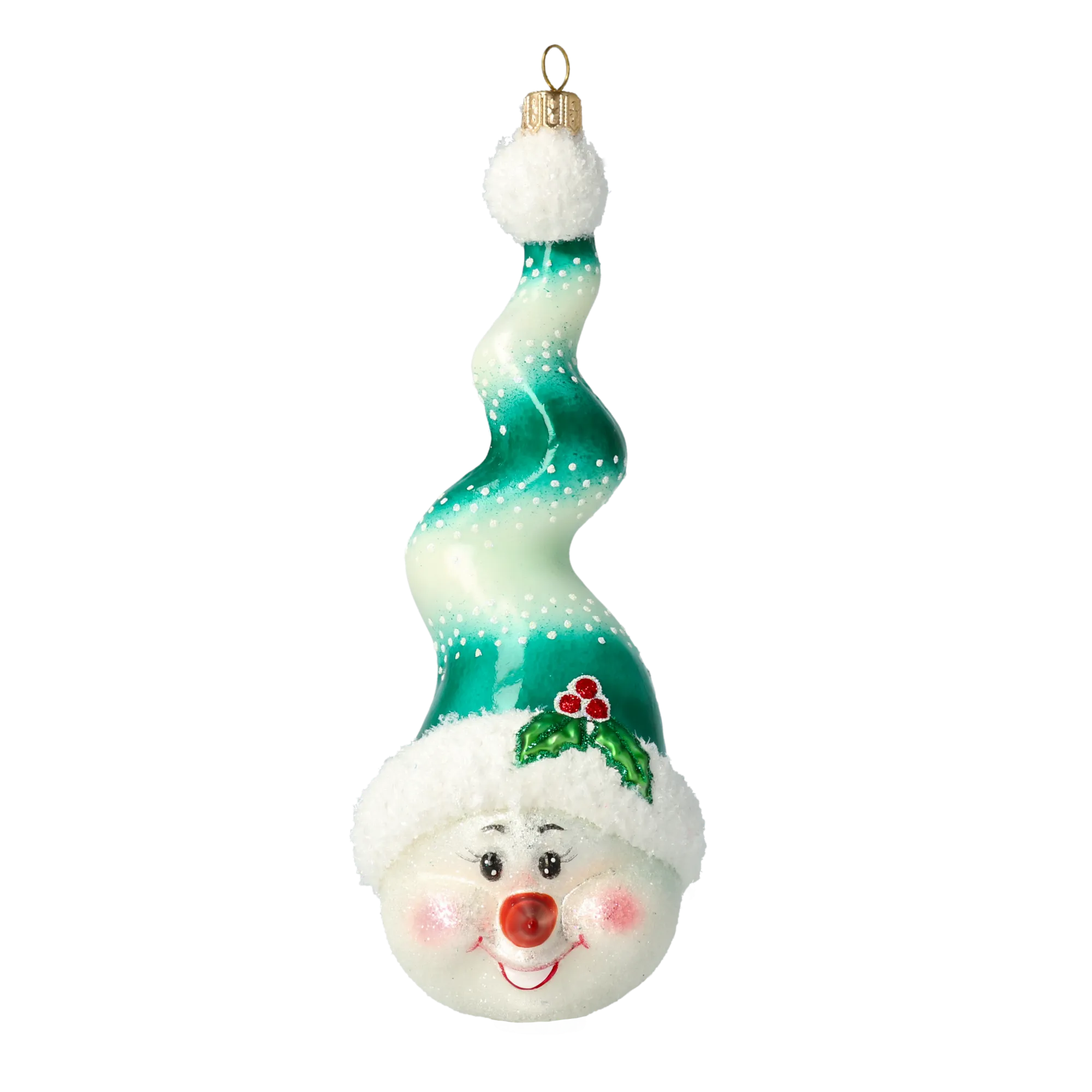 Emerald Swirl Snowman Premium christmas glass ornament 2020-409