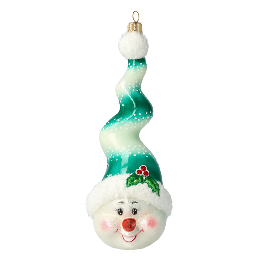 Emerald Swirl Snowman Premium christmas glass ornament 2020-409