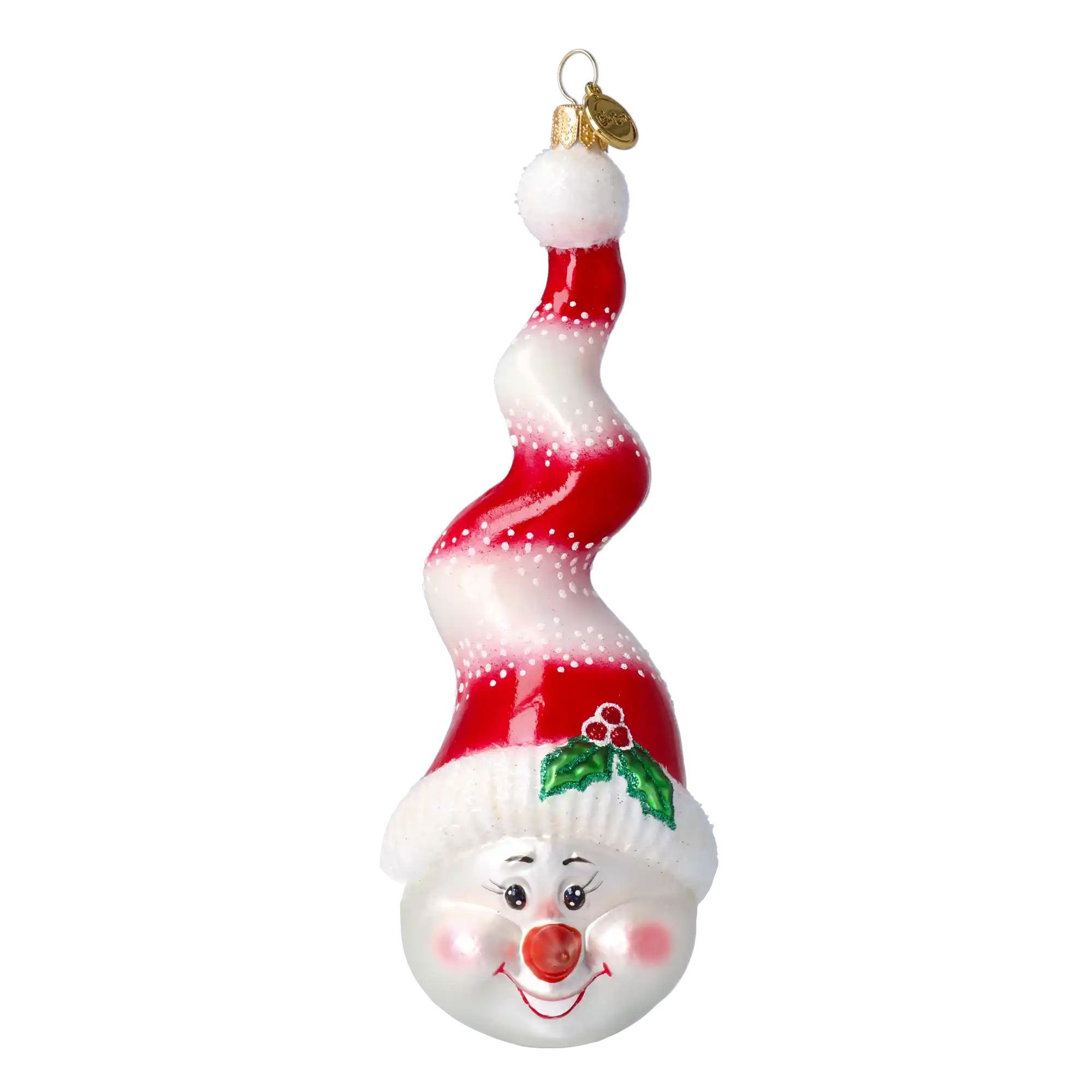 Bałwan W Kręconej Czapce Szklana Ozdoba