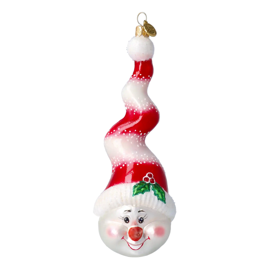 Bałwan W Kręconej Czapce Szklana Ozdoba