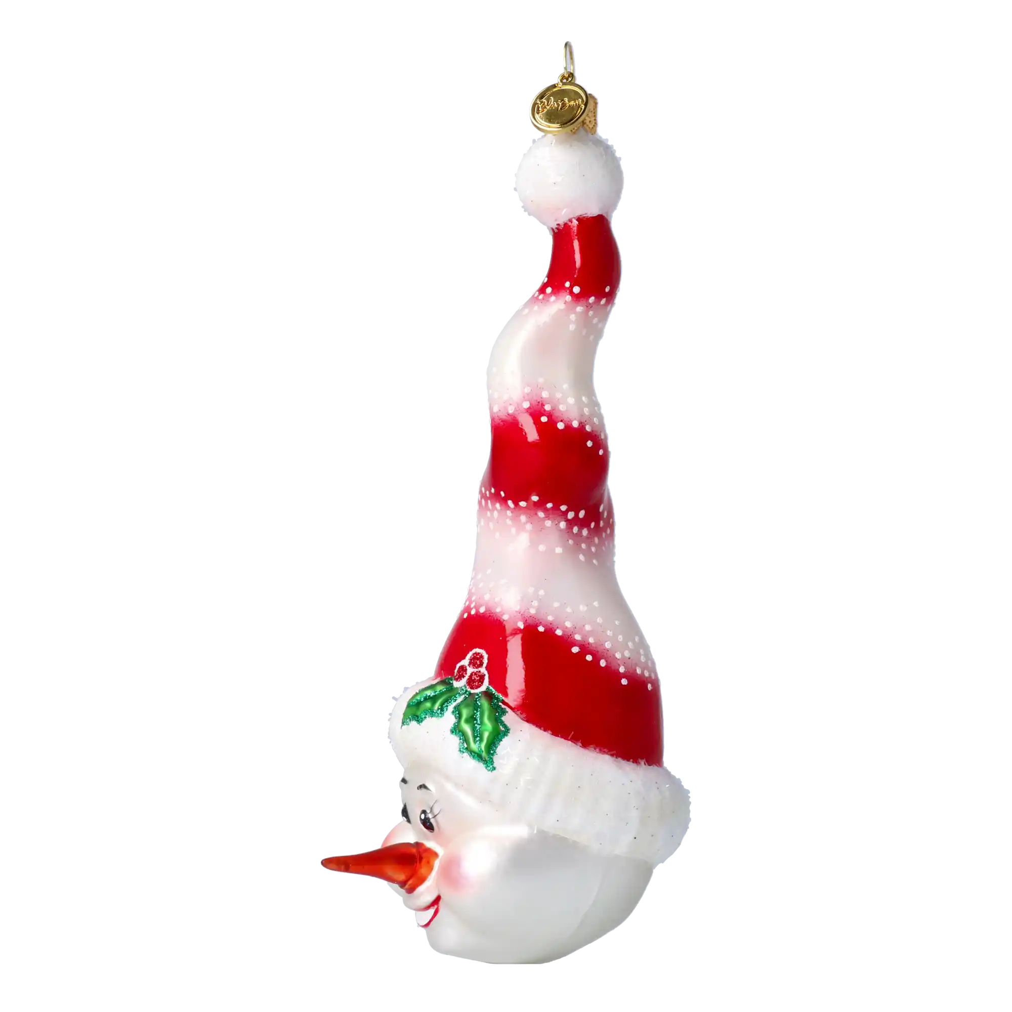 Bałwan W Kręconej Czapce Szklana Ozdoba