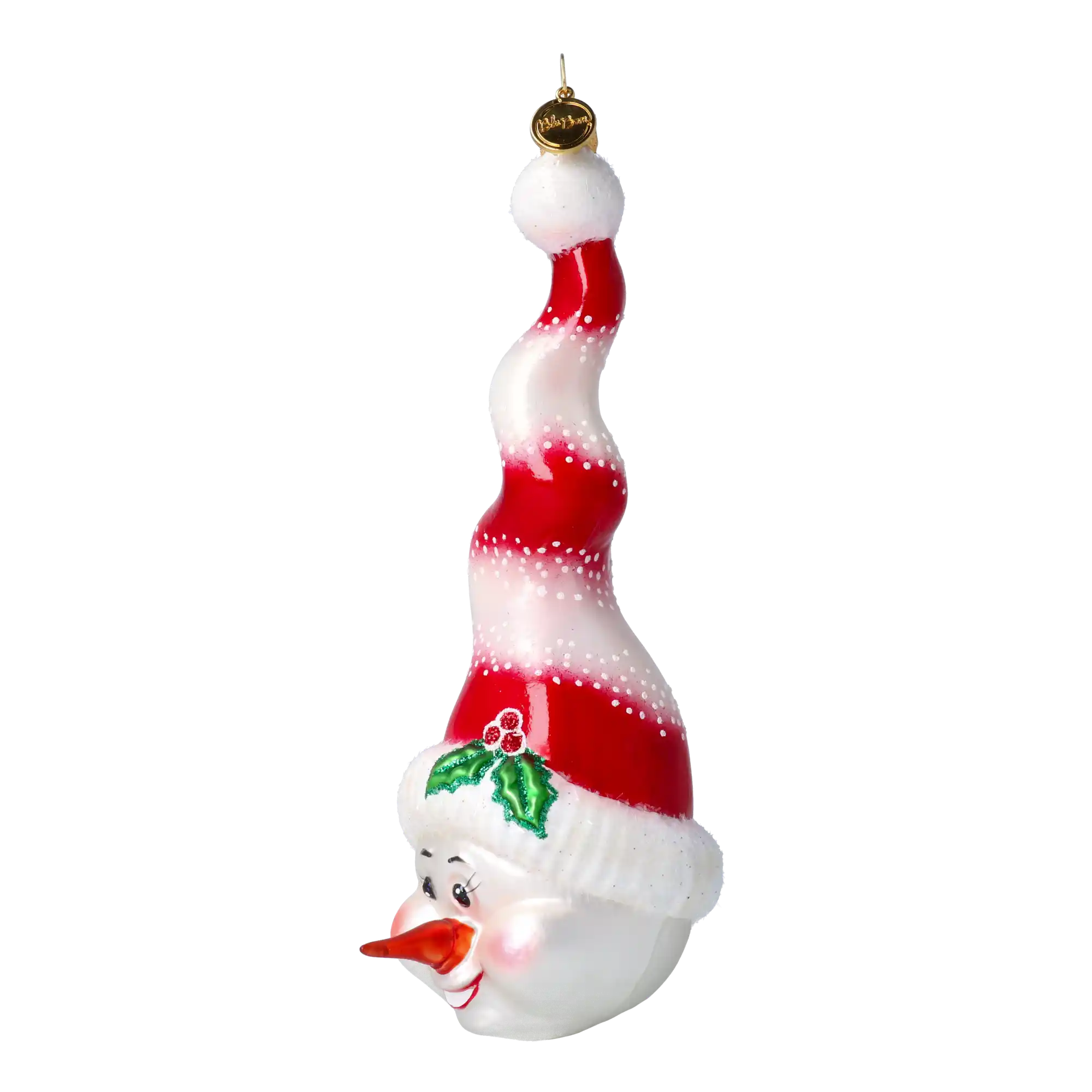 Bałwan W Kręconej Czapce Szklana Ozdoba