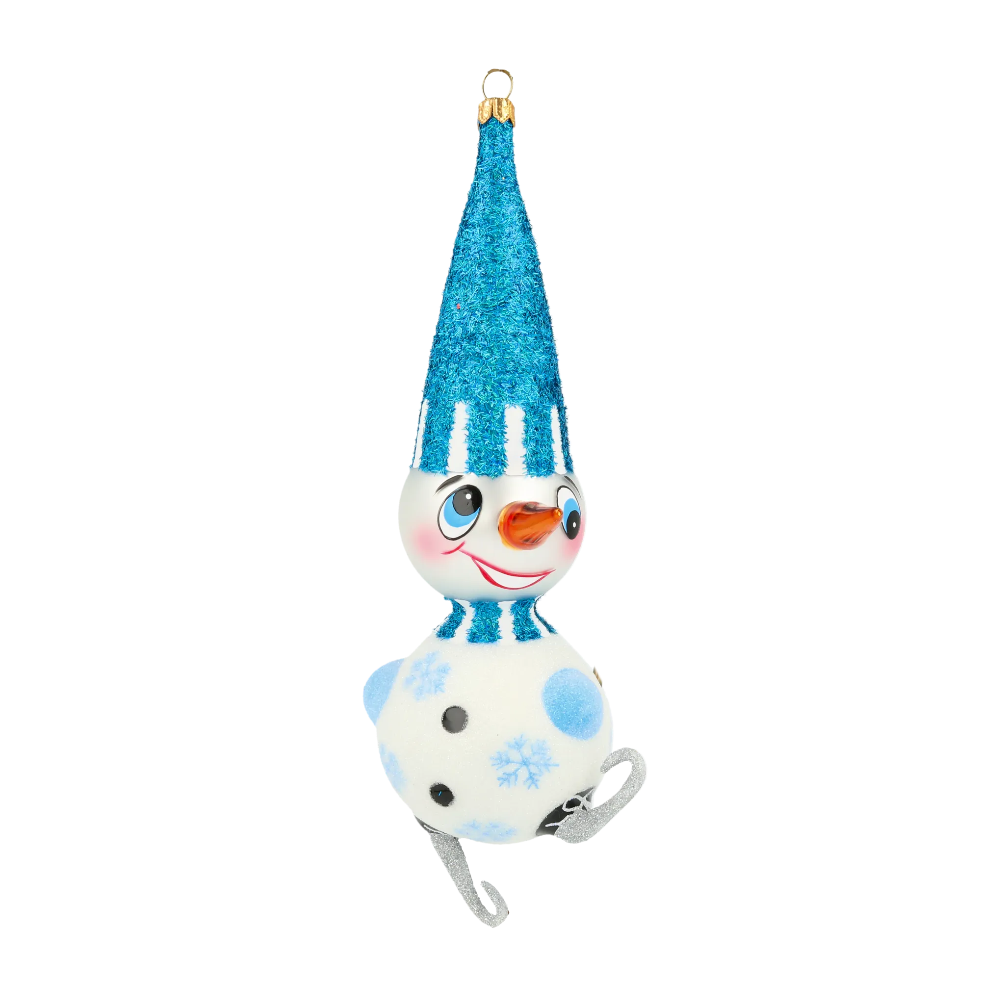 Azure Skating Snowman Premium christmas glass ornament 2020-412