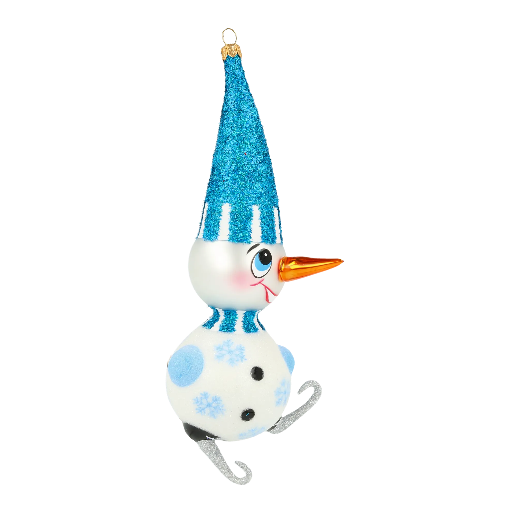 Azure Skating Snowman Premium christmas glass ornament 2020-412