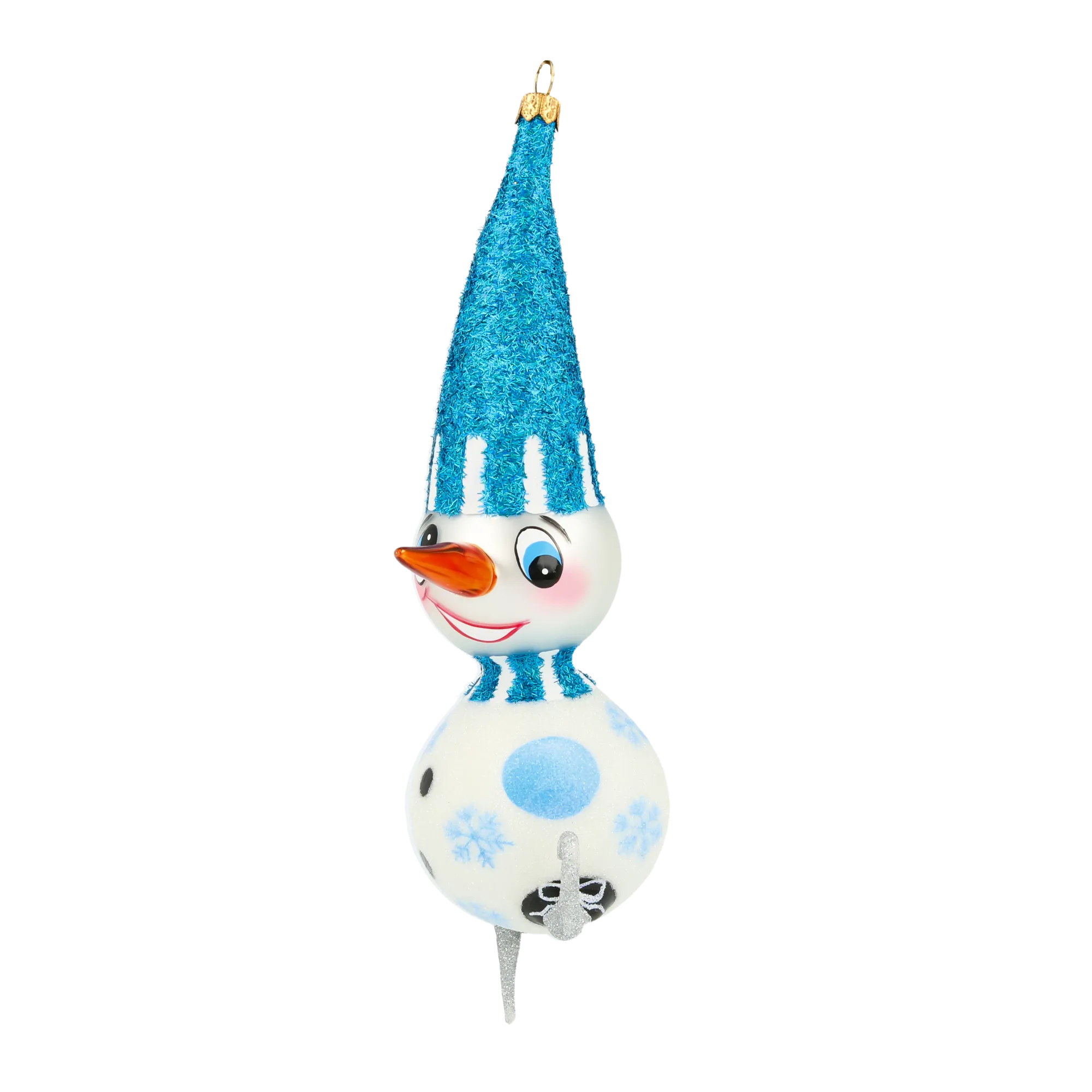 Azure Skating Snowman Premium christmas glass ornament 2020-412