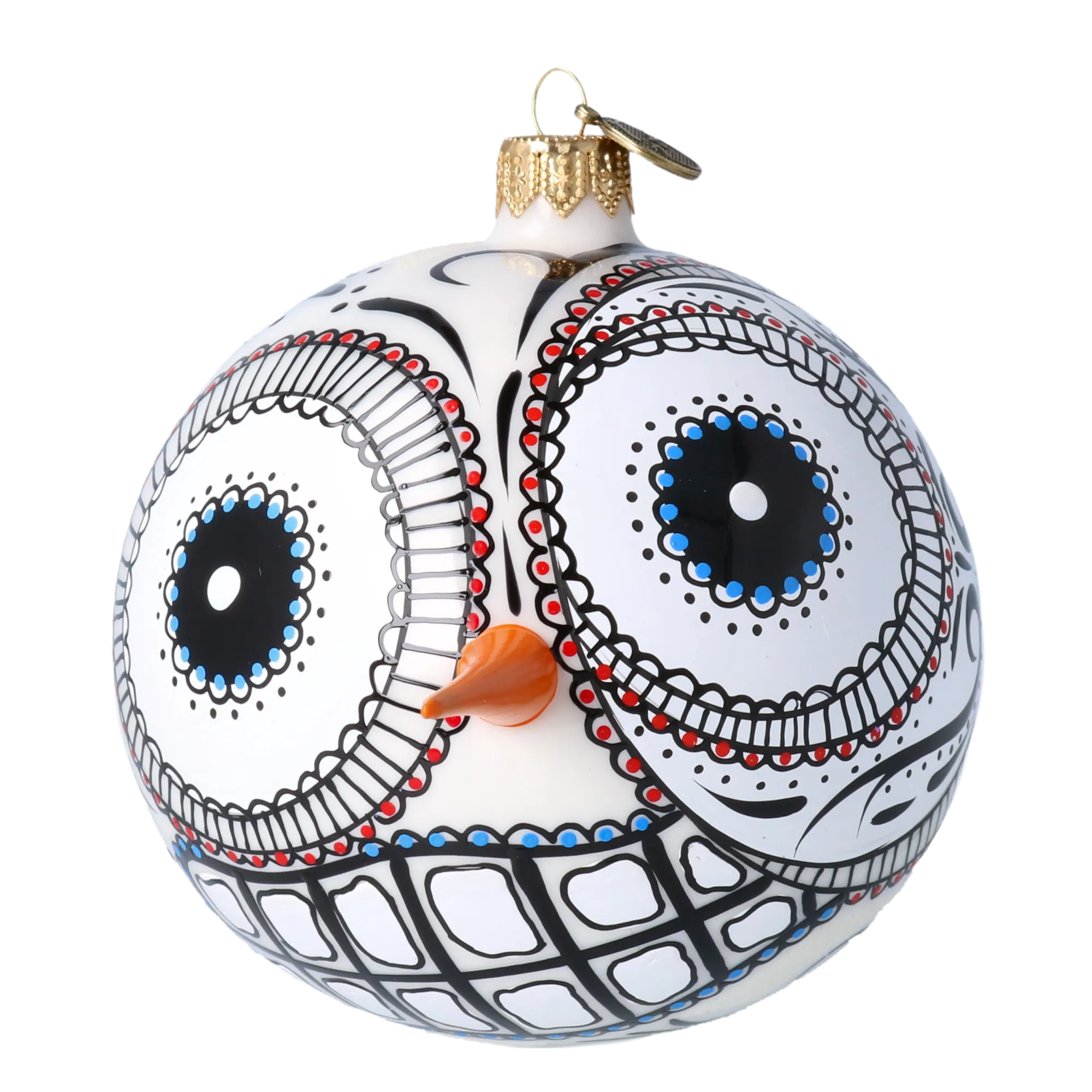 Mexican Snowman Charm. Handmade Glass Christmas ornament. 2020-414
