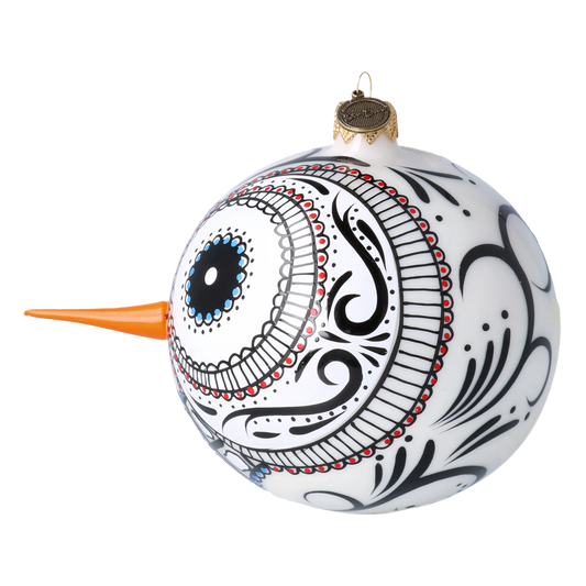 Mexican Snowman Charm. Handmade Glass Christmas ornament. 2020-414