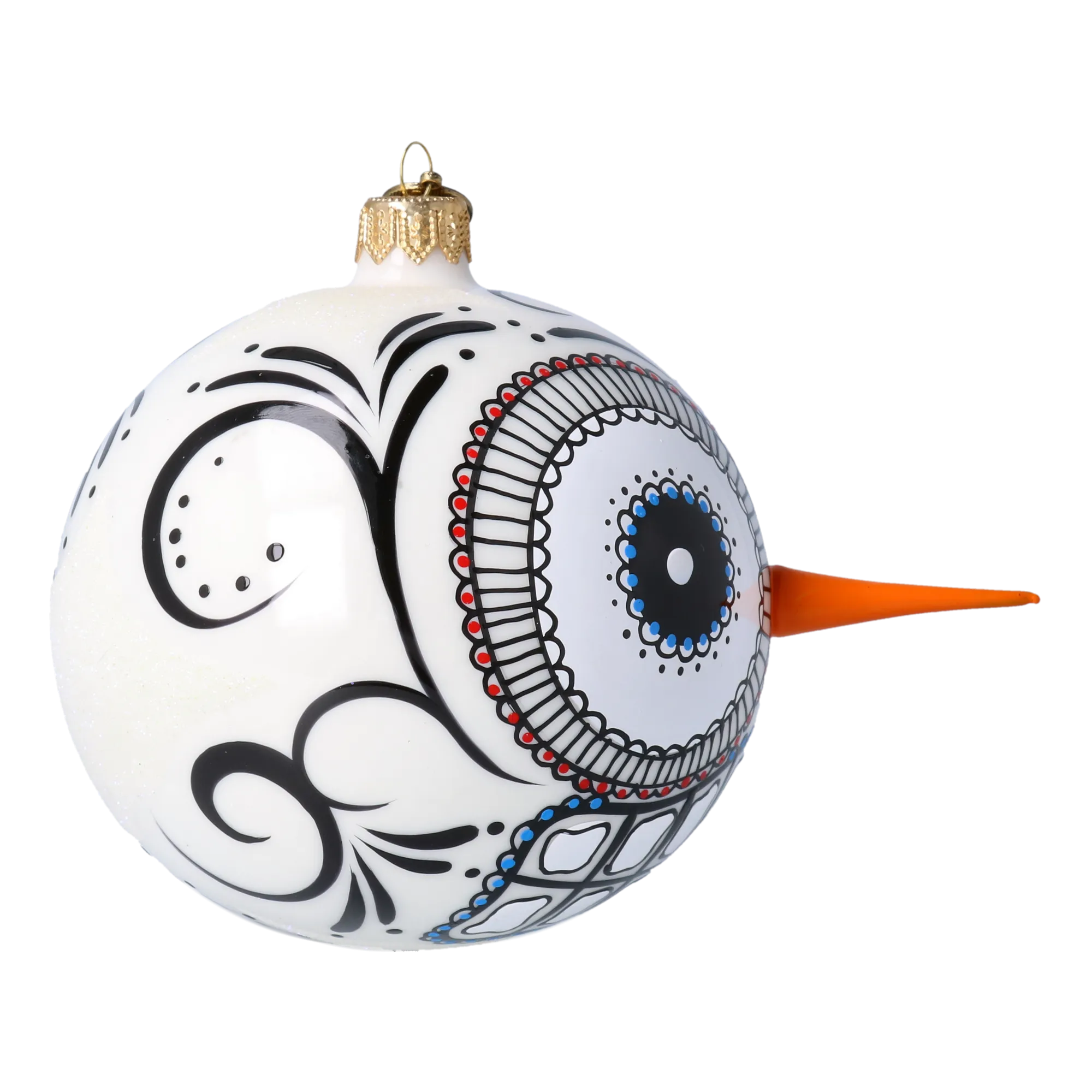 Mexican Snowman Charm. Handmade Glass Christmas ornament. 2020-414