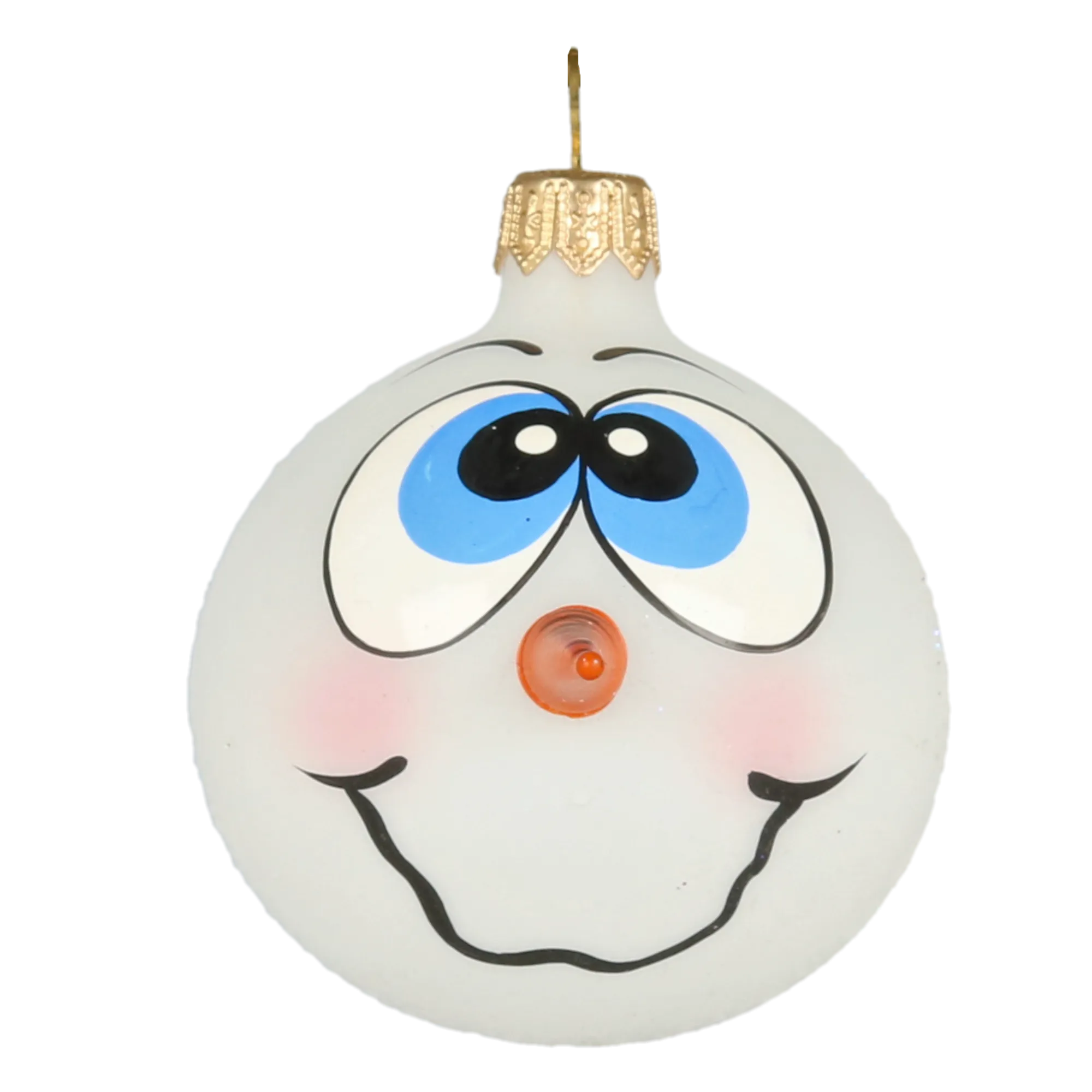 Smiling Frosted Snowman Premium christmas glass ornament 2020-435