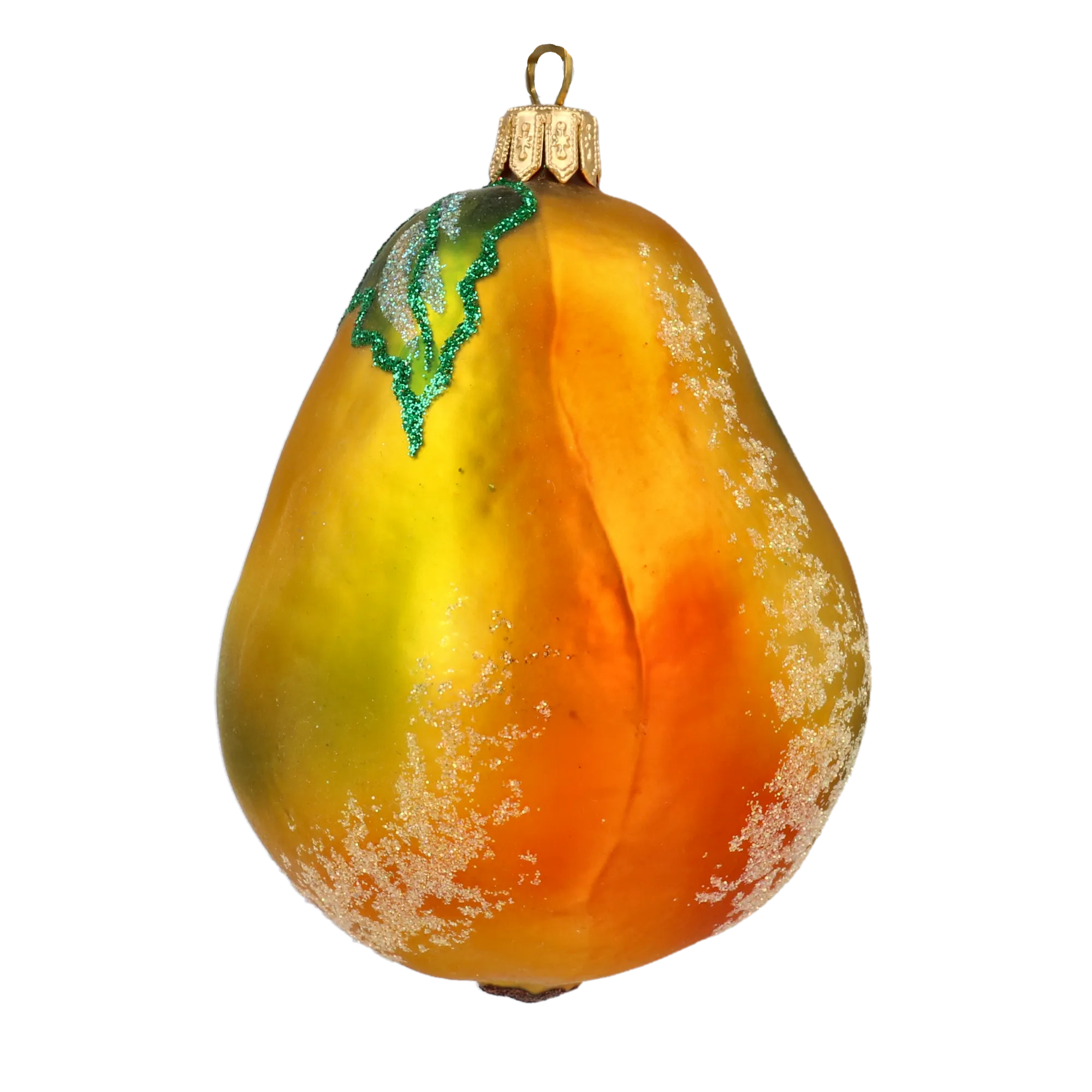 Gilded Amber Pear Premium christmas glass ornament 2020-458