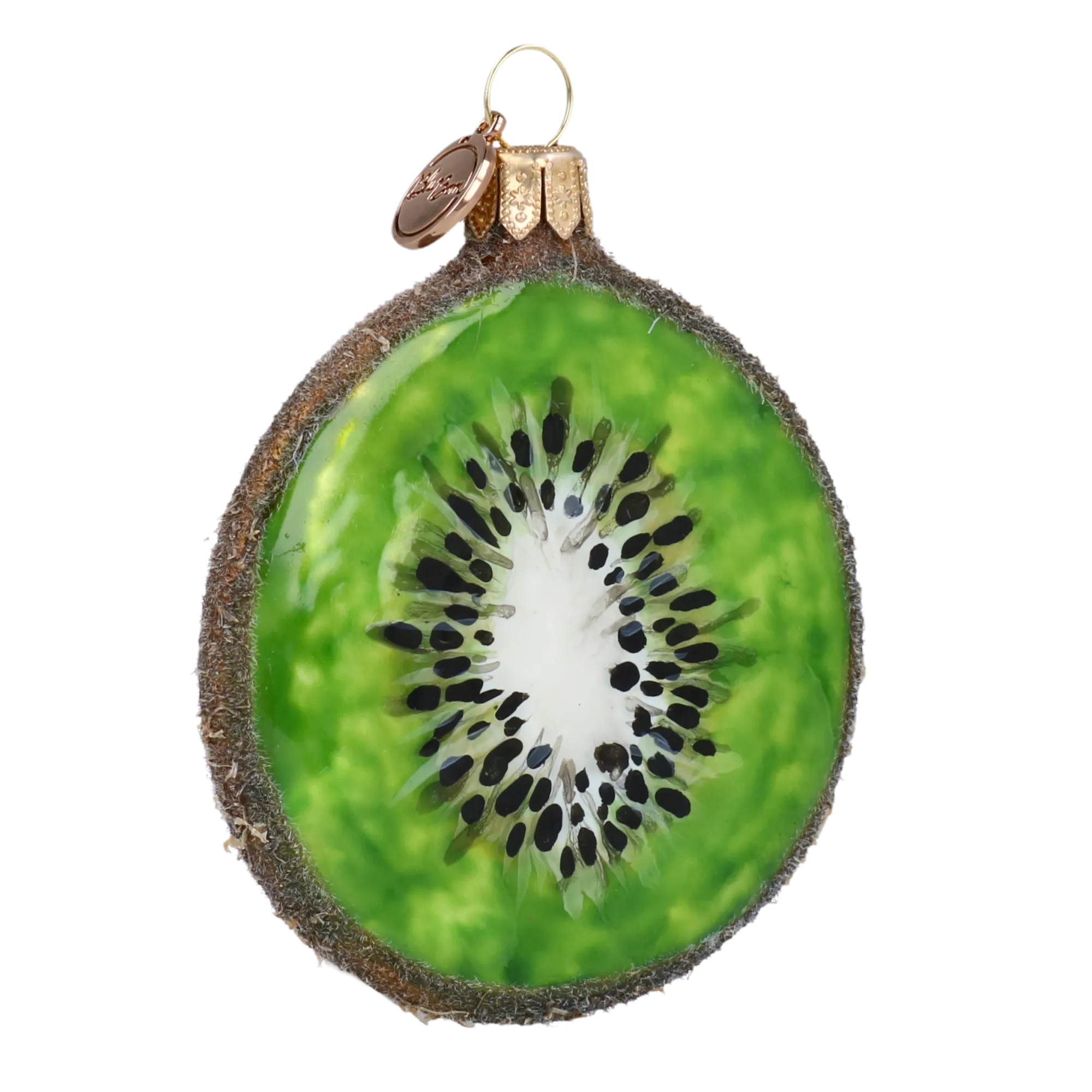 Kiwi slice. Handmade Glass Christmas ornament. 2020-464