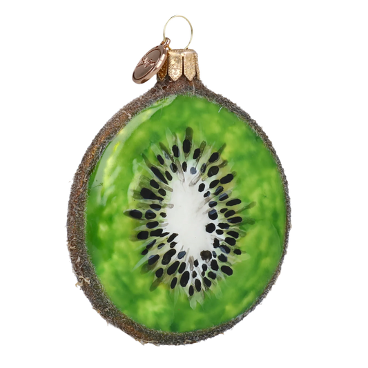 Kiwi slice. Handmade Glass Christmas ornament. 2020-464