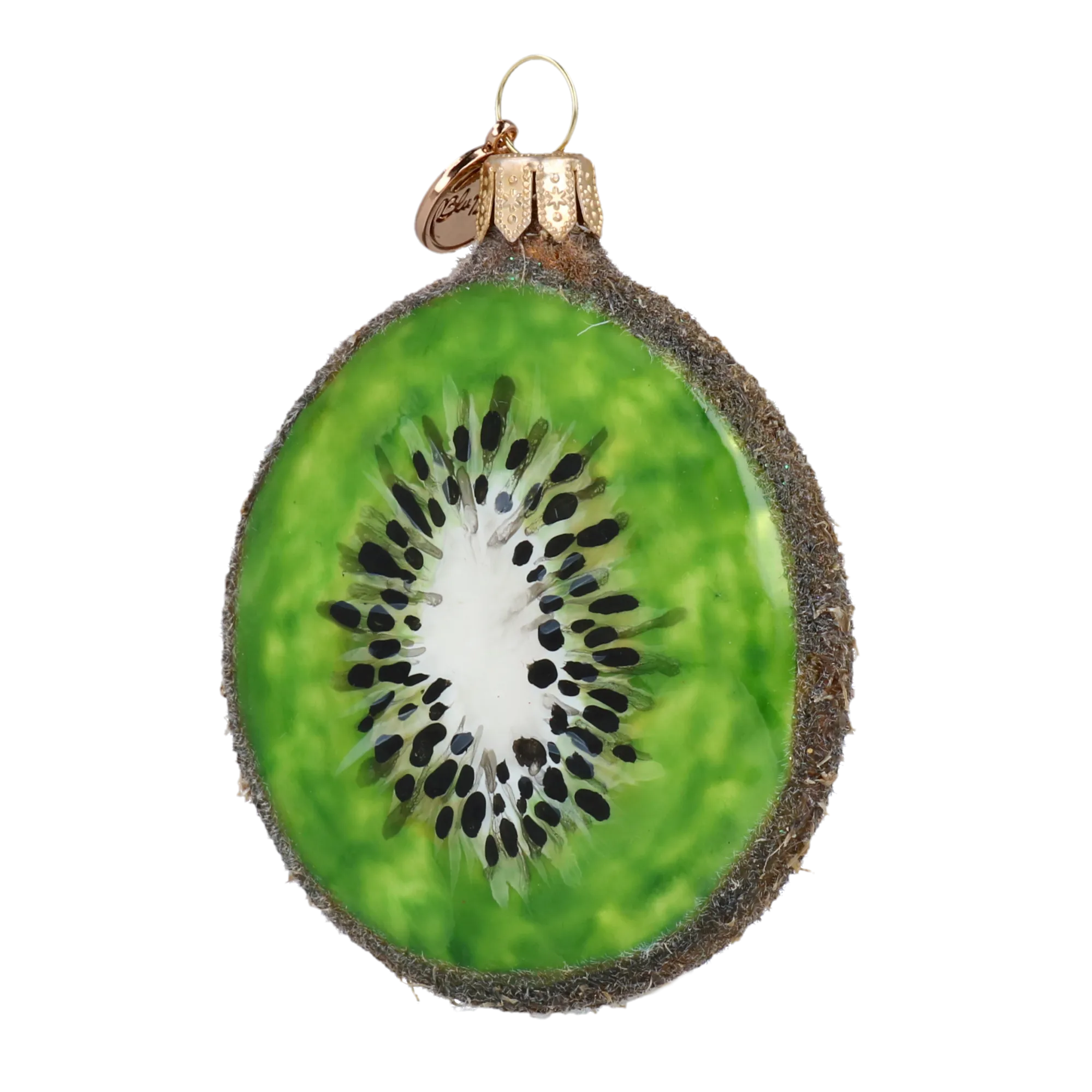 Kiwi slice. Handmade Glass Christmas ornament. 2020-464