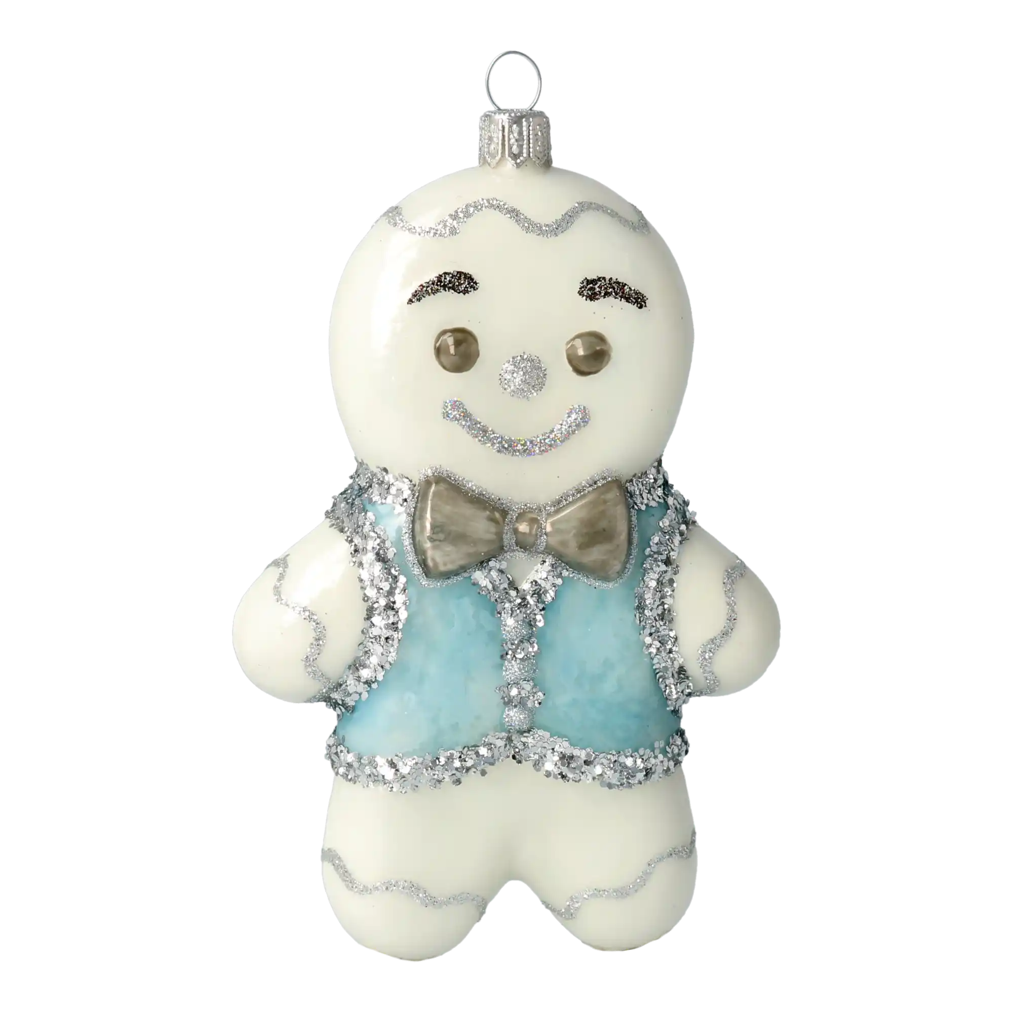 Pokryty białym lukrem Piernik Szklana Ozdoba