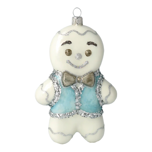 Pokryty białym lukrem Piernik Szklana Ozdoba