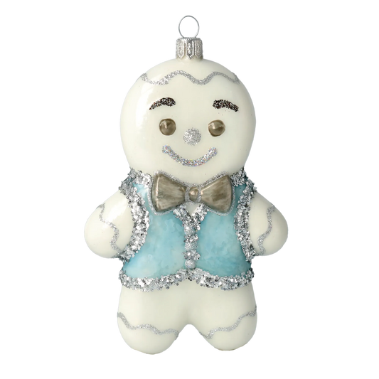 Azure Gingerbread Gentleman Premium christmas glass ornament 2020-466
