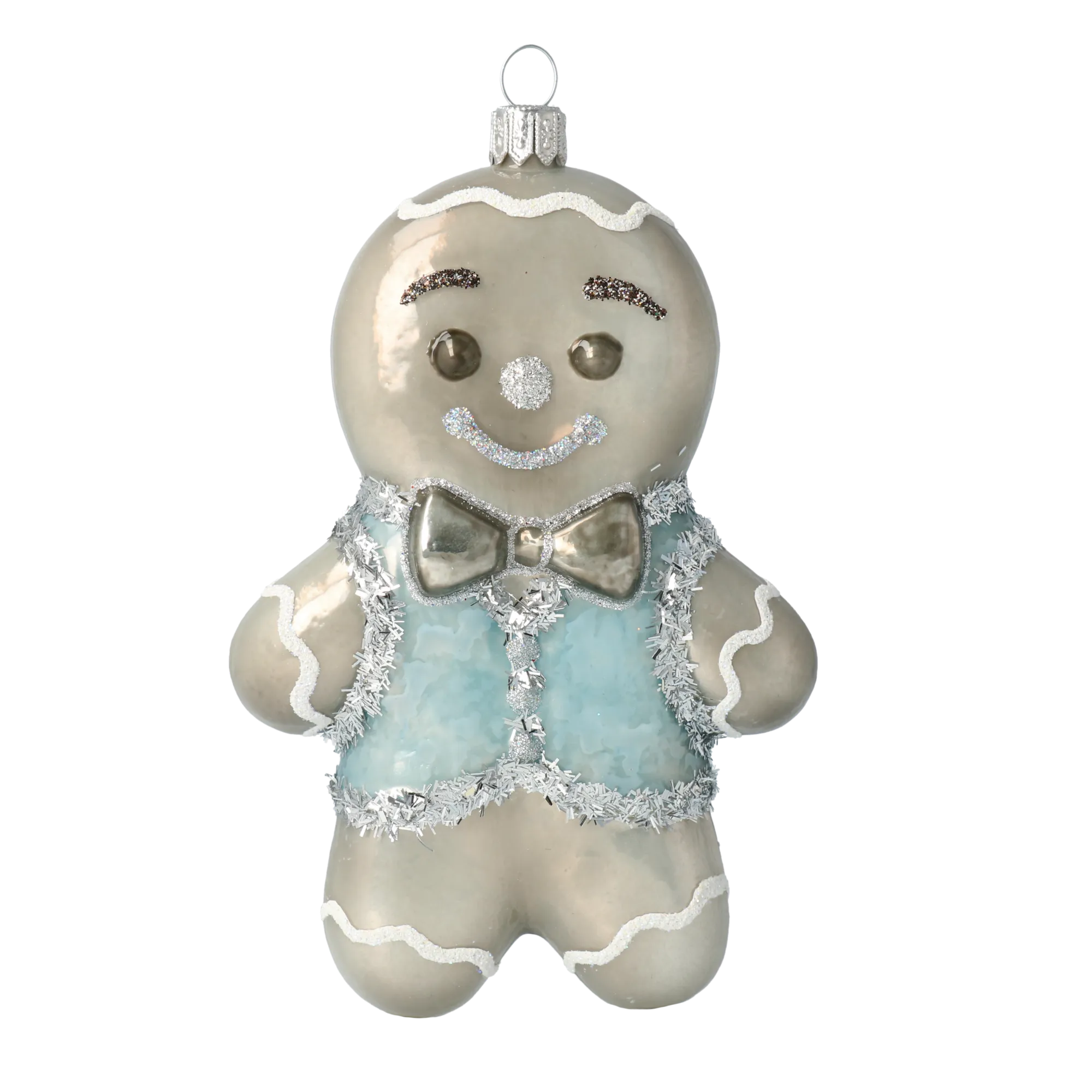Silver Champagne Gingerbread Premium christmas glass ornament 2020-467