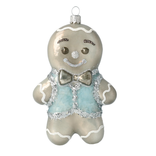Silver Champagne Gingerbread Premium christmas glass ornament 2020-467